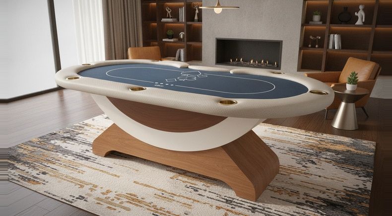 Mesa de Poker Luxo 8 Lugares Coluna U Areia e Couríssimo Bege - L35